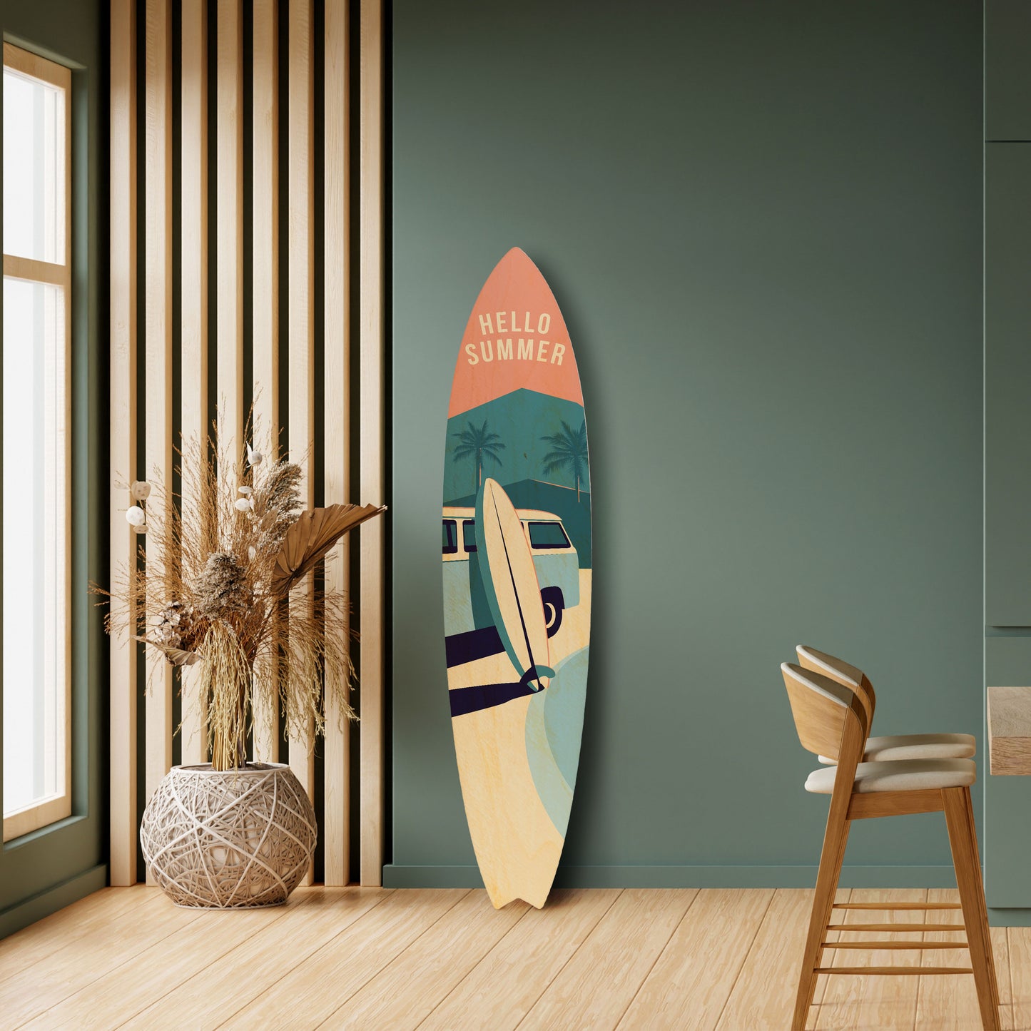 HELLO SUMMER Decorative Plywood Surfboard