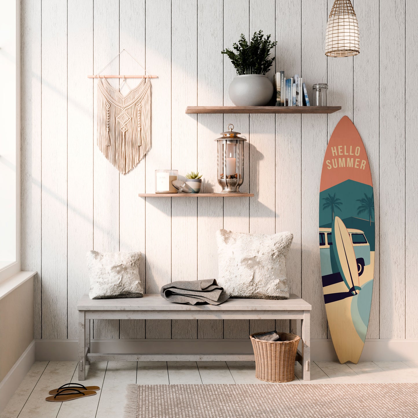 HELLO SUMMER Decorative Plywood Surfboard