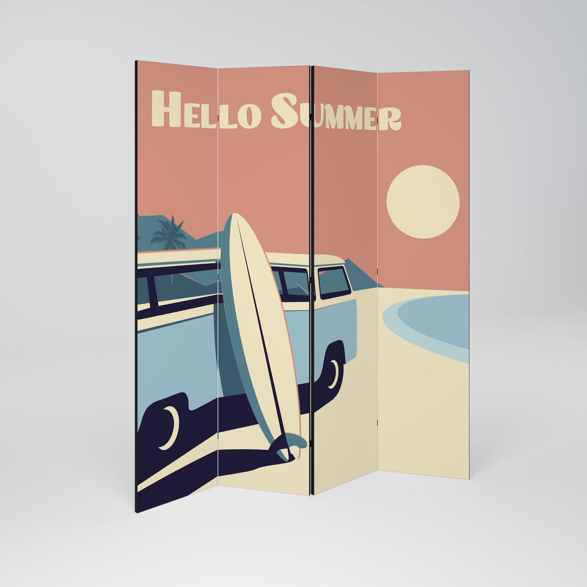 HELLO SUMMER Paravento Decorativo a 4 Pannelli