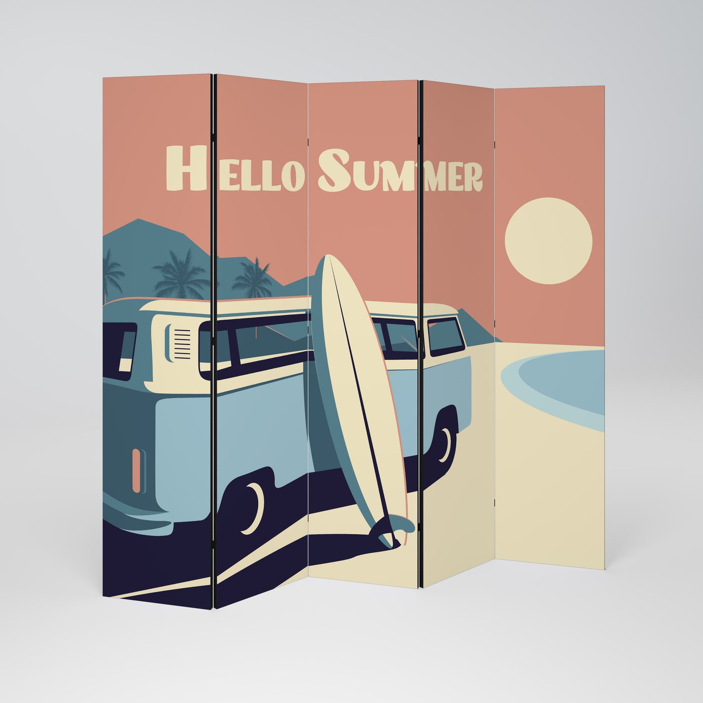 HELLO SUMMER Divisorio decorativo per ambienti a 5 pannelli