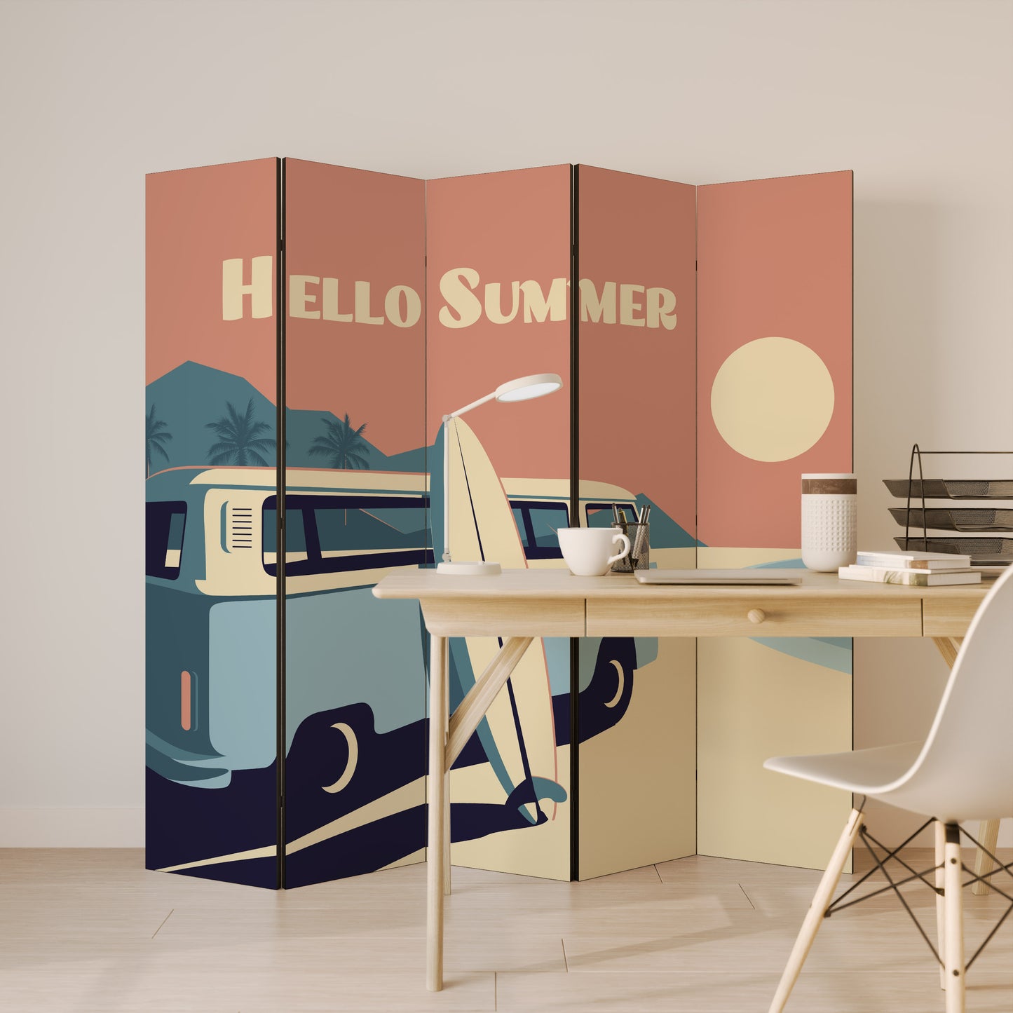 HELLO SUMMER Divisorio decorativo per ambienti a 5 pannelli