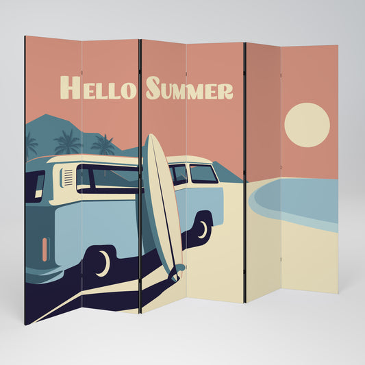 HELLO SUMMER Divisorio decorativo per ambienti a 6 pannelli