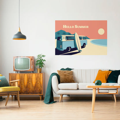 HELLO SUMMER Poster orizzontale staccabile e attaccabile