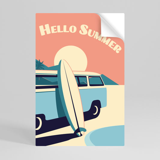 HELLO SUMMER Poster verticale staccabile e attaccabile