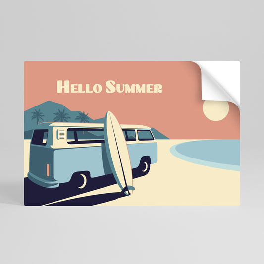 HELLO SUMMER Poster orizzontale staccabile e attaccabile