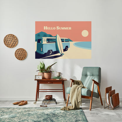 HELLO SUMMER Poster orizzontale staccabile e attaccabile
