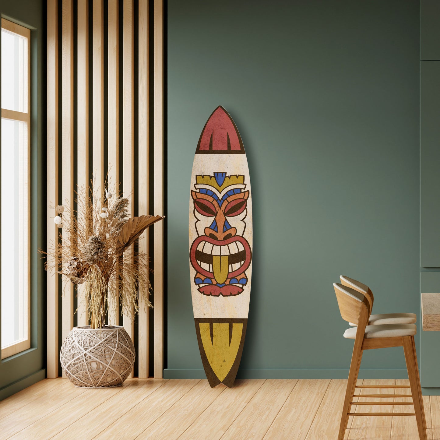 TOTEM TIKI Tavola da surf decorativa in compensato