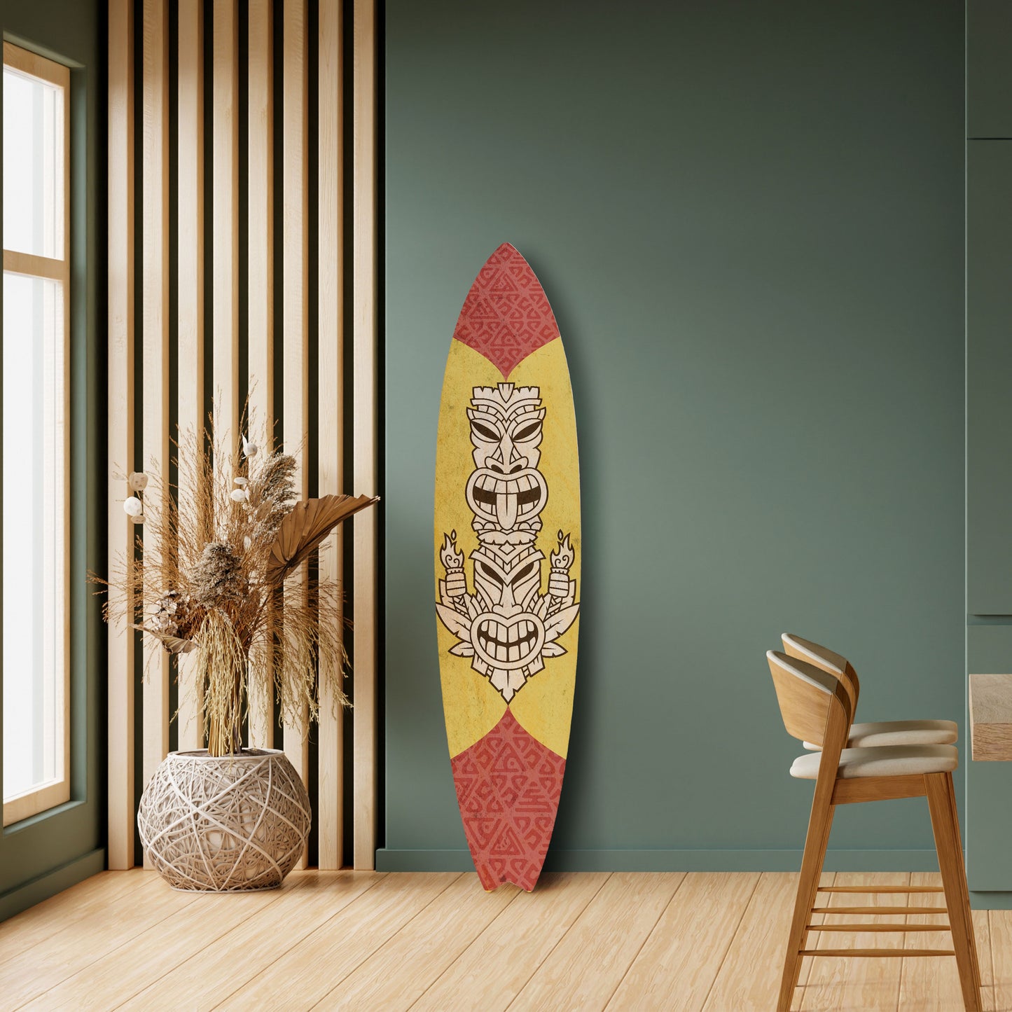 TIKI TOTEM Tavola da surf decorativa in compensato