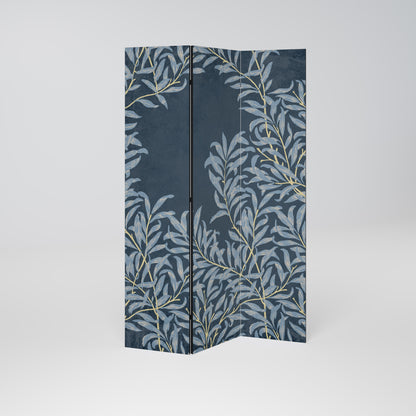 Divisorio decorativo per ambienti a 3 pannelli BLUE LEAVES