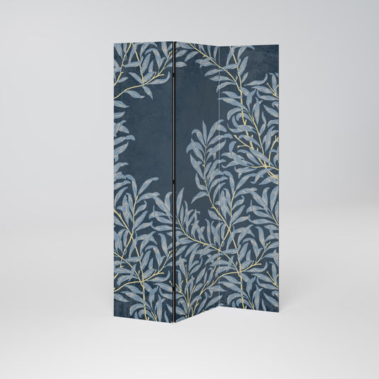 Divisorio decorativo per ambienti a 3 pannelli BLUE LEAVES
