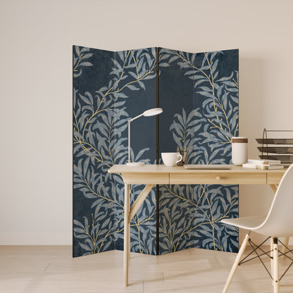 Divisorio decorativo per ambienti a 4 pannelli BLUE LEAVES
