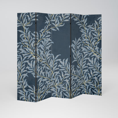 Divisorio decorativo per ambienti a 5 pannelli BLUE LEAVES