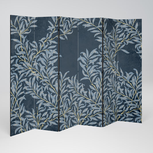Divisorio decorativo per ambienti a 6 pannelli BLUE LEAVES