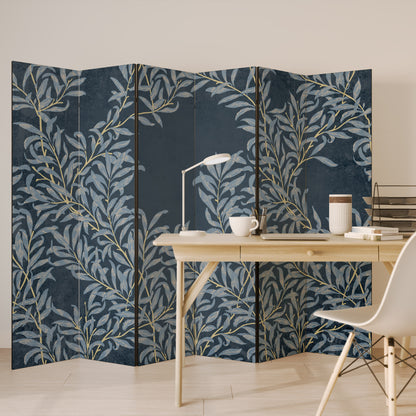 Divisorio decorativo per ambienti a 6 pannelli BLUE LEAVES
