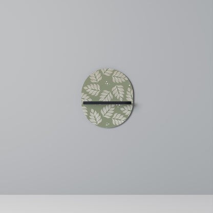 LEAVES ON GREEN Oval Art Shelf In Black Finish