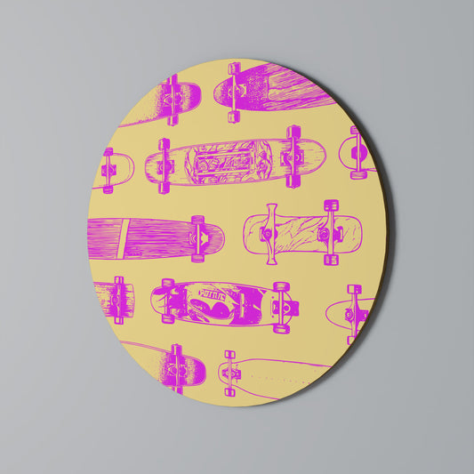 SKATEBOARD ARTISTRY Round Wall Art