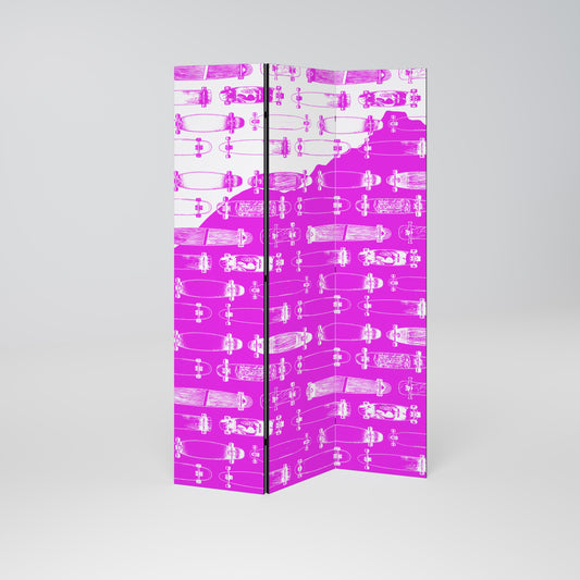 SKATEBOARD MAGENTA Divisorio decorativo per ambienti a 3 pannelli