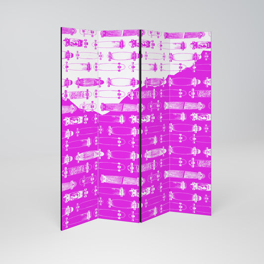 Divisorio decorativo per ambienti a 4 pannelli SKATEBOARD MAGENTA