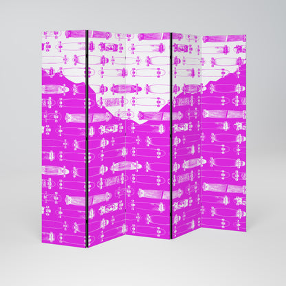 Divisorio decorativo per ambienti a 5 pannelli SKATEBOARD MAGENTA