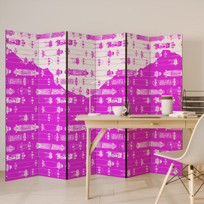 SKATEBOARD MAGENTA Divisorio decorativo per ambienti a 6 pannelli