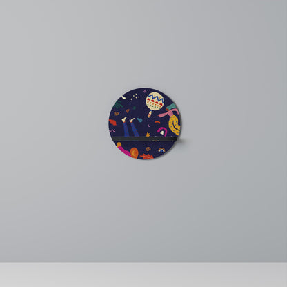 FESTIVE PLEASURES Round Art Shelf In Black Finish