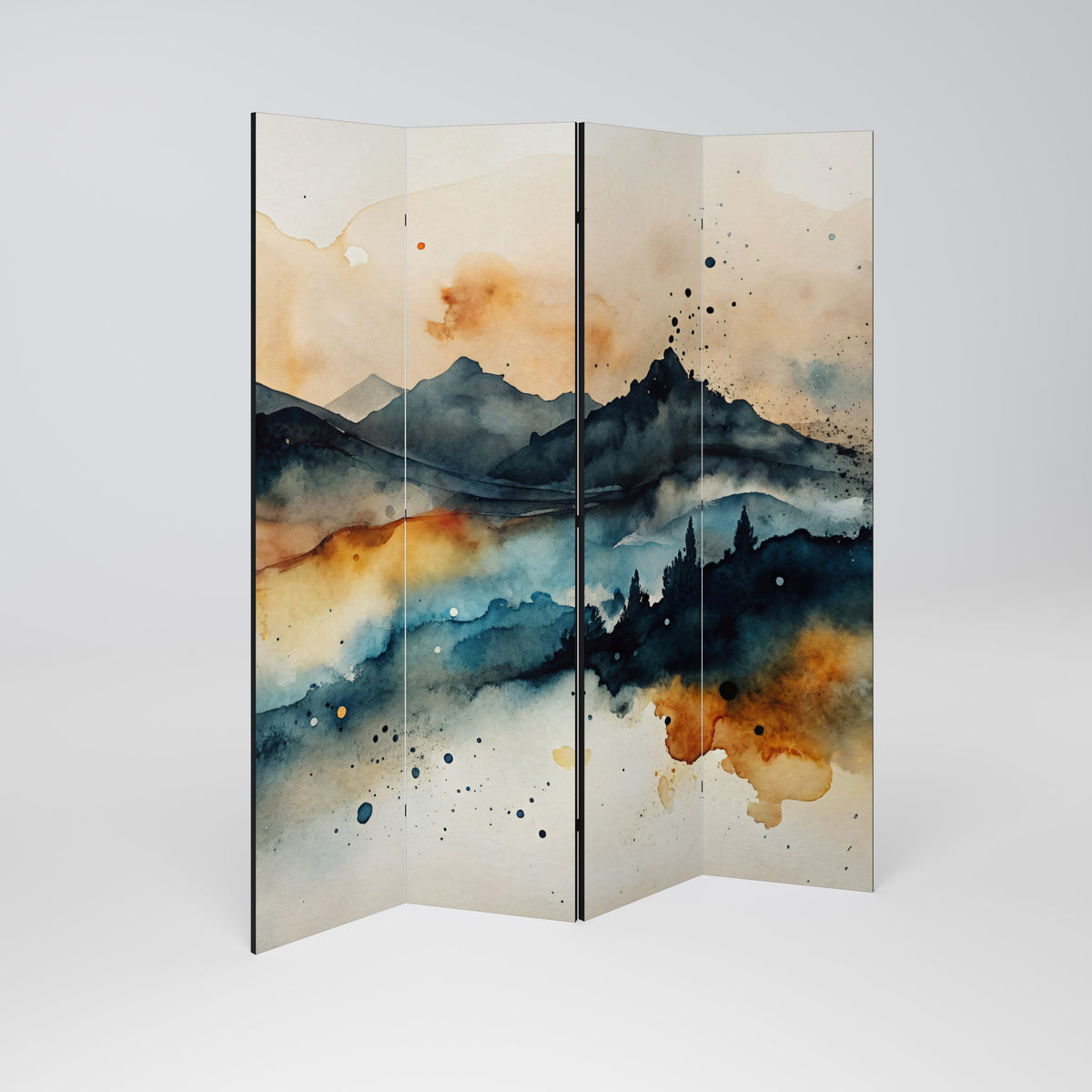 OMINOUS MOUNTAINS Decorative 4-Panel Room Divider