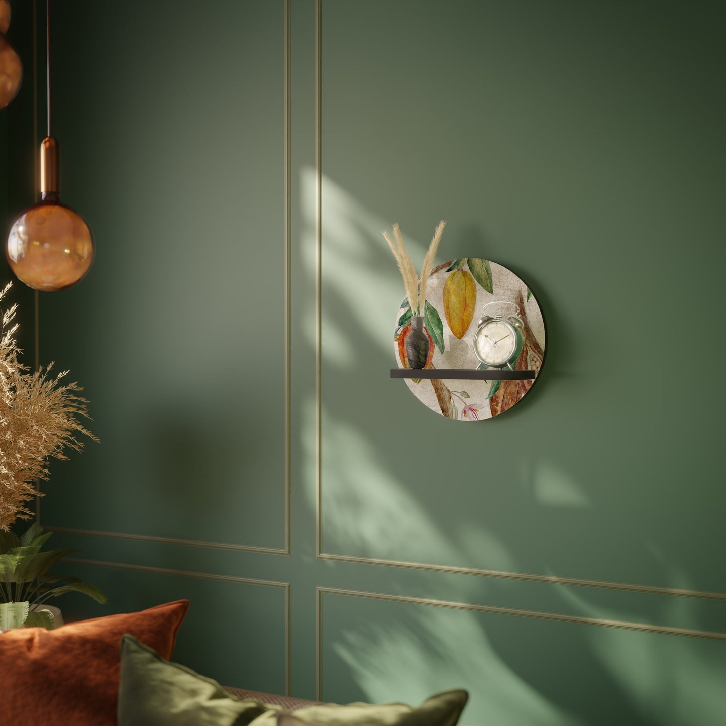 COCOA FRUITS Round Art Shelf In Black Finish