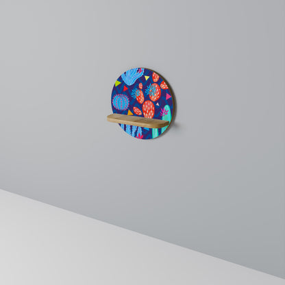 CACTUS VIBES Round Art Shelf In Oak Effect