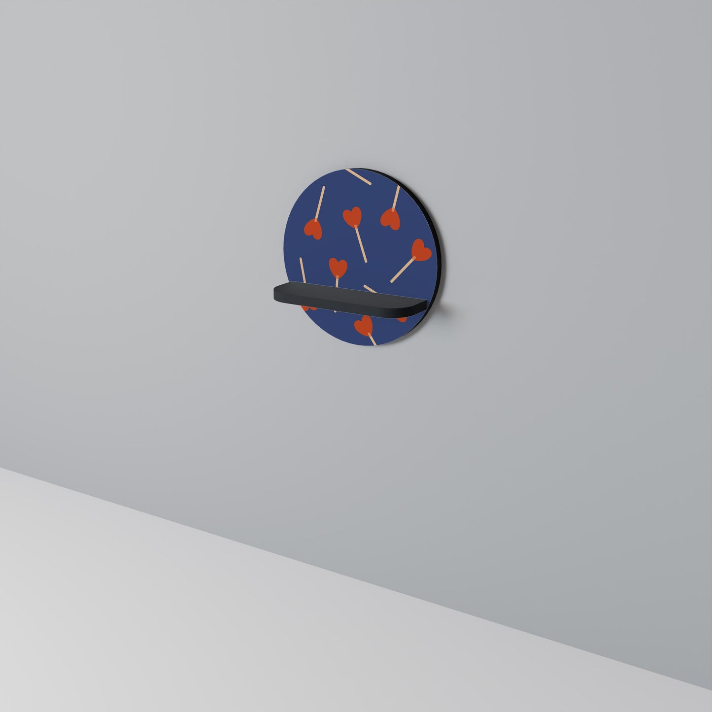 SWEET LOVE Round Art Shelf In Black Finish