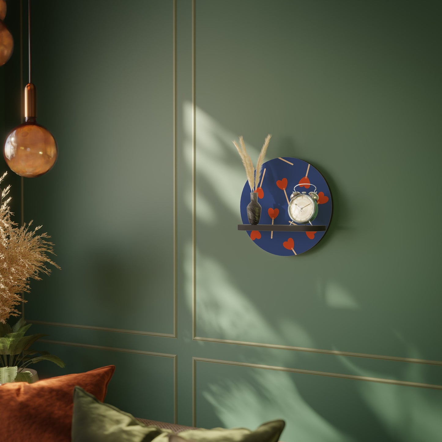 SWEET LOVE Round Art Shelf In Black Finish