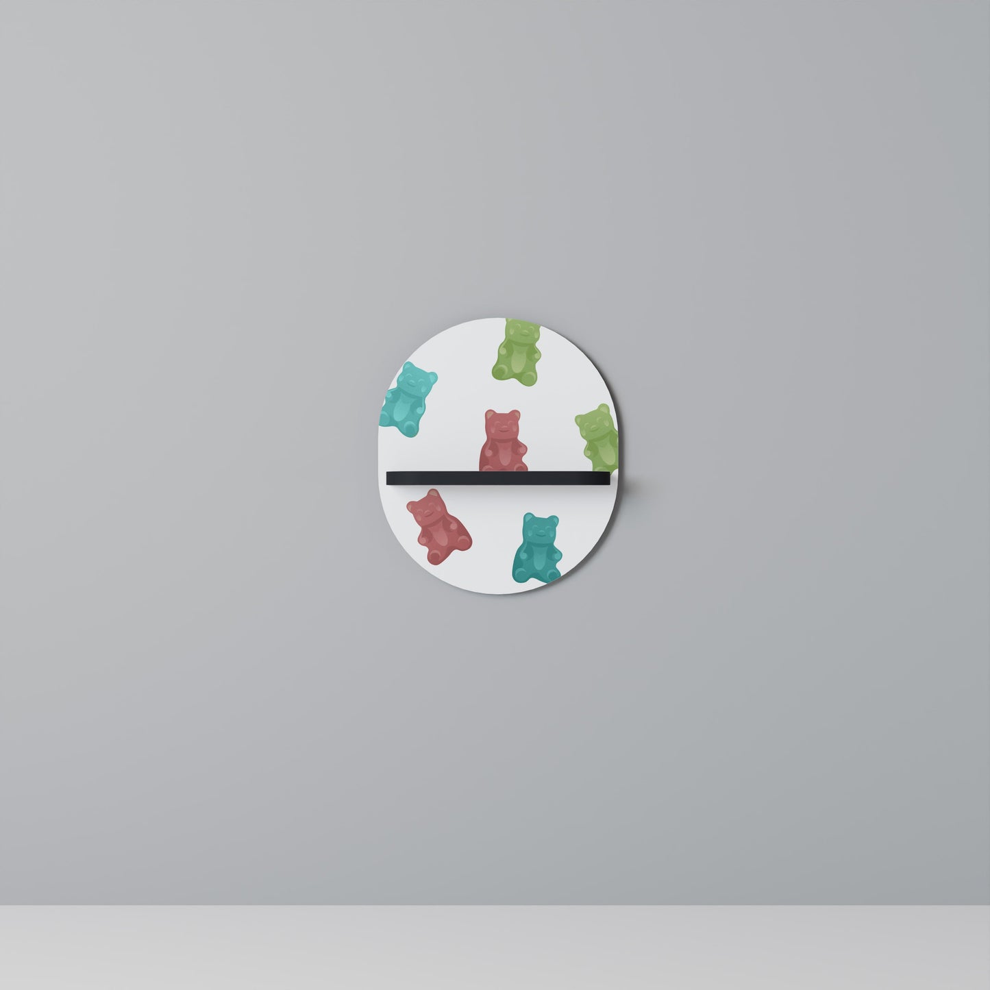 GUMMY BEARS Oval Art Shelf In Black Finish