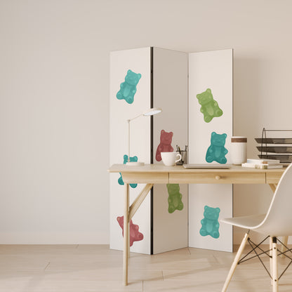 Divisorio decorativo per ambienti a 3 pannelli GUMMY BEARS