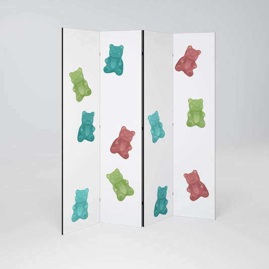 Divisorio decorativo per ambienti a 4 pannelli GUMMY BEARS