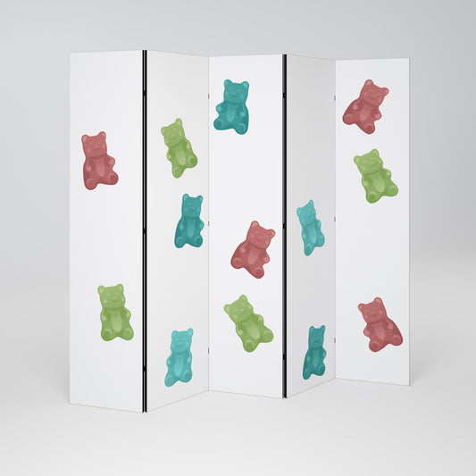 Divisorio decorativo per ambienti a 5 pannelli GUMMY BEARS