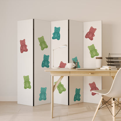 Divisorio decorativo per ambienti a 5 pannelli GUMMY BEARS