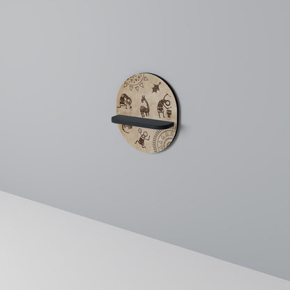 AFRICAN STYLE Oval Art Shelf In Black Finish