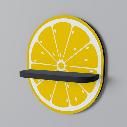 STRENGTHENING LEMON Oval Art Shelf In Black Finish