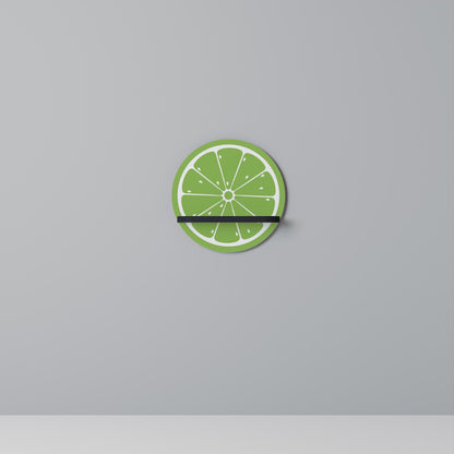 REFRESHING LIME Round Art Shelf In Black Finish
