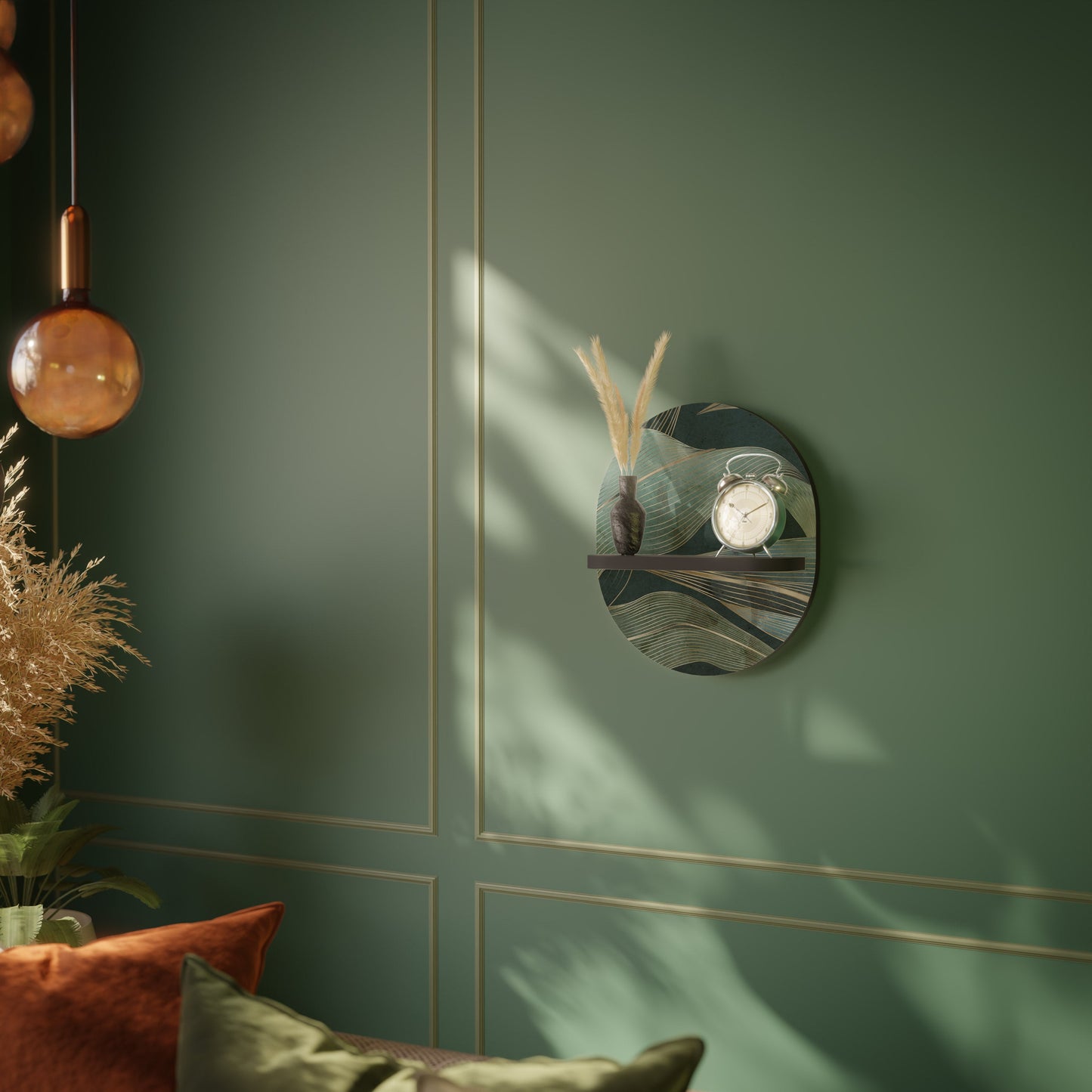 Mensola ovale ROYAL GREEN in finitura nera