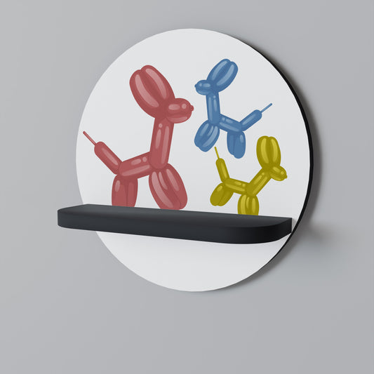 CHILDHOOD MEMORY Round Art Shelf In Black Finish