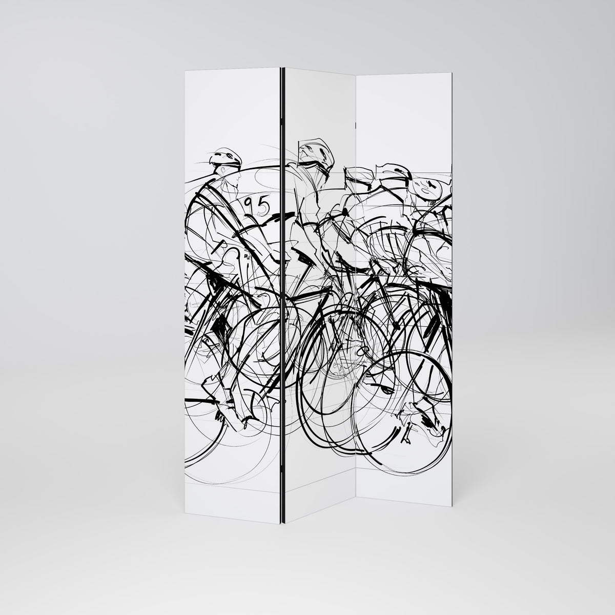 CYCLING COMPETITION Paravento Decorativo a 3 Pannelli