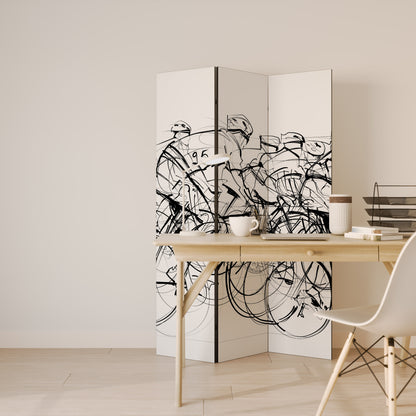 COMPETIZIONE CICLISMO Divisorio decorativo a 3 pannelli