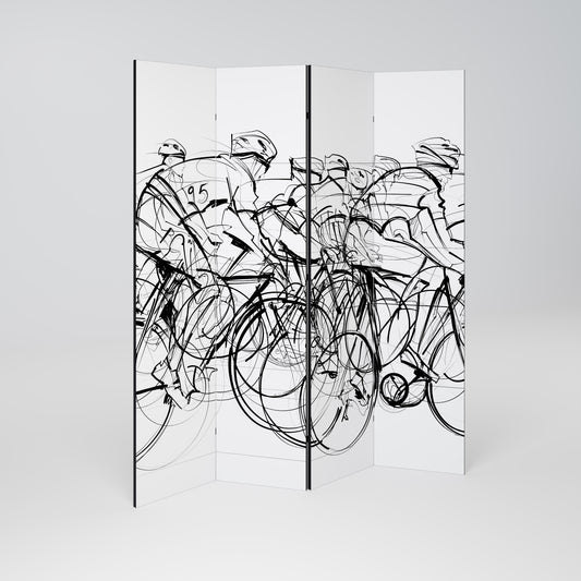 COMPETIZIONE CICLISMO Divisorio decorativo a 4 pannelli