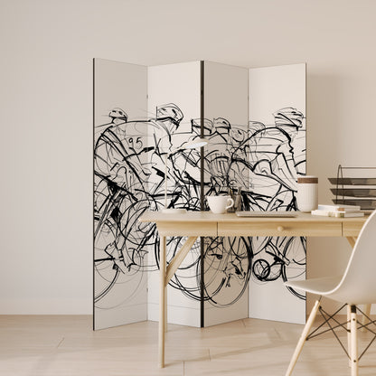 COMPETIZIONE CICLISMO Divisorio decorativo a 4 pannelli