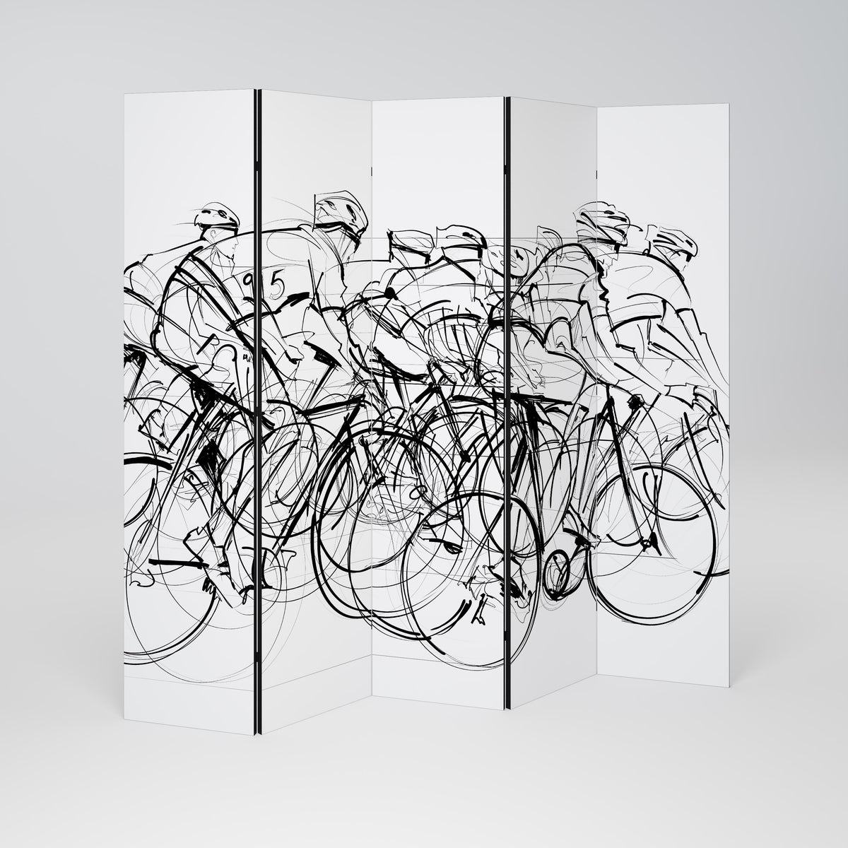 CYCLING COMPETITION Decorative 5-Panel Room Divider