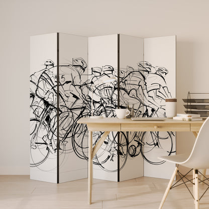 COMPETIZIONE CICLISMO Divisorio decorativo a 5 pannelli