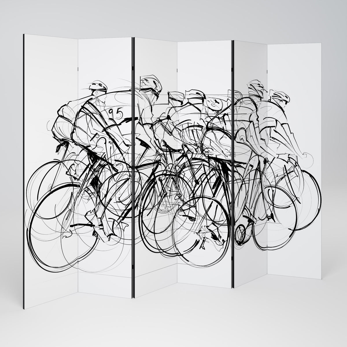 CYCLING COMPETITION Paravento Decorativo a 6 Pannelli