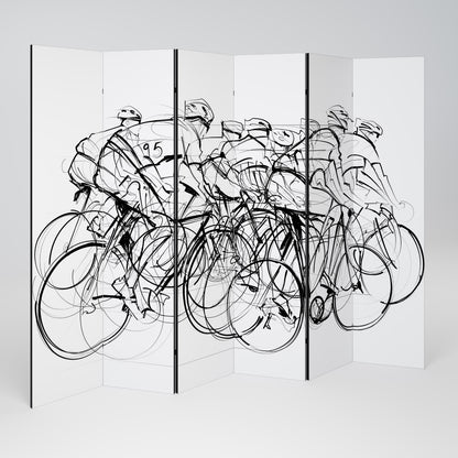 COMPETIZIONE CICLISMO Divisorio decorativo a 6 pannelli