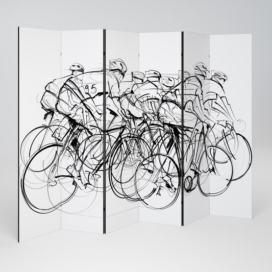 COMPETIZIONE CICLISMO Divisorio decorativo a 6 pannelli