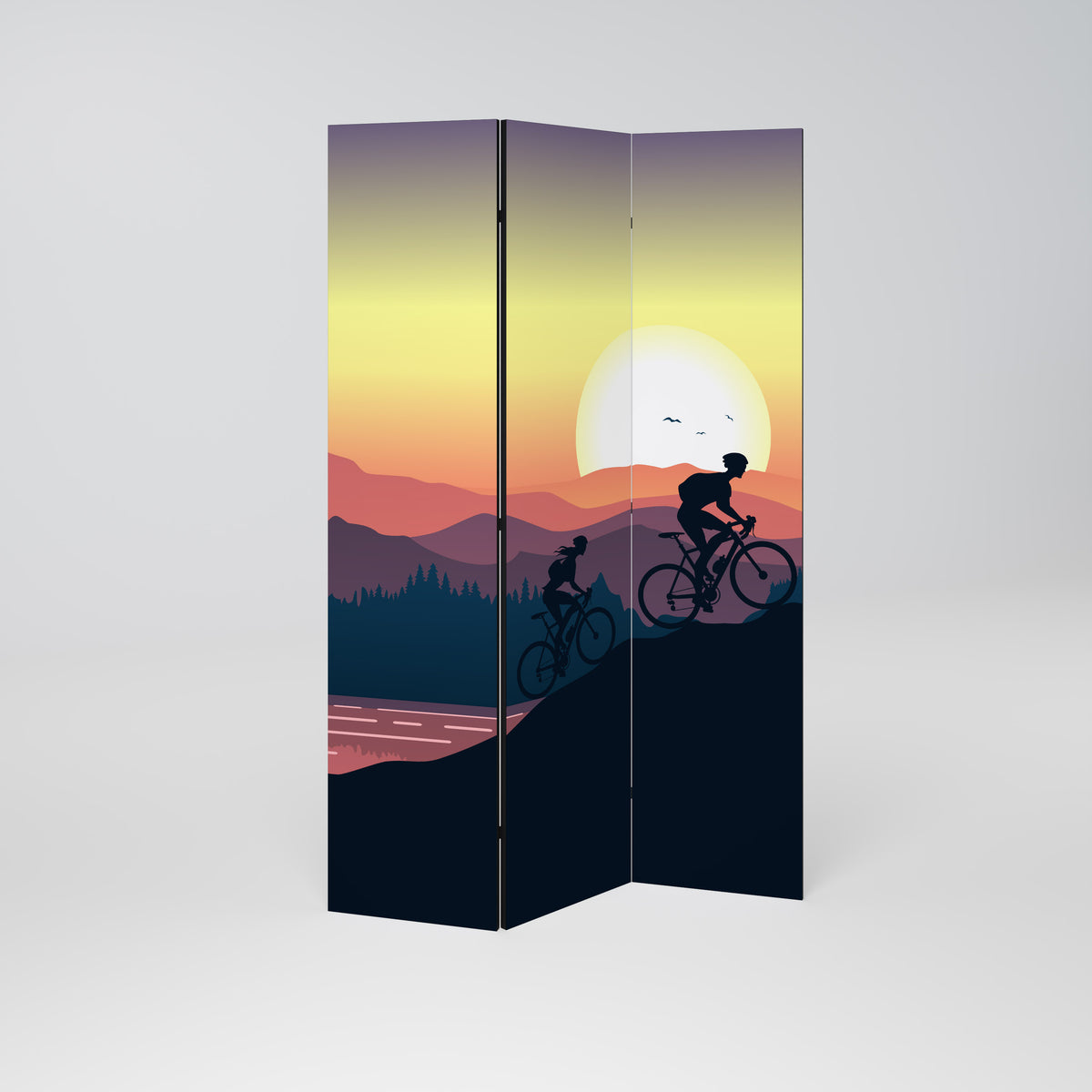 CYCLING HORIZON Paravento Decorativo a 3 Pannelli